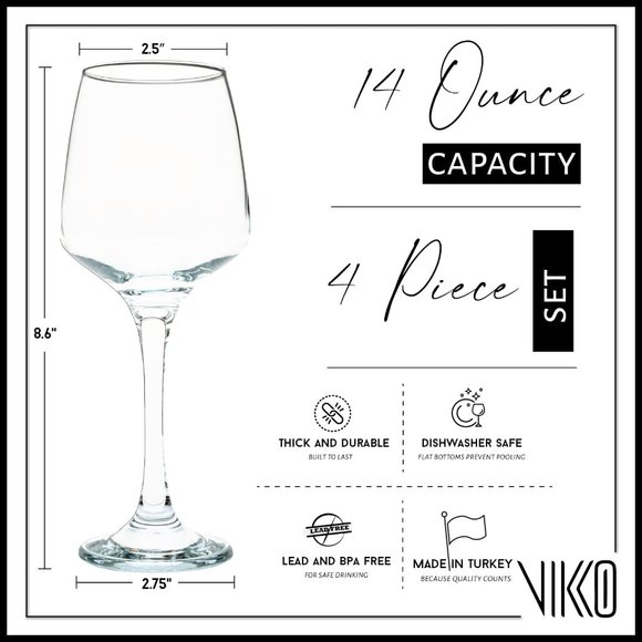 14 Oz. Wine Glasses, Set of 4, NWOT - Picture 4 of 4
